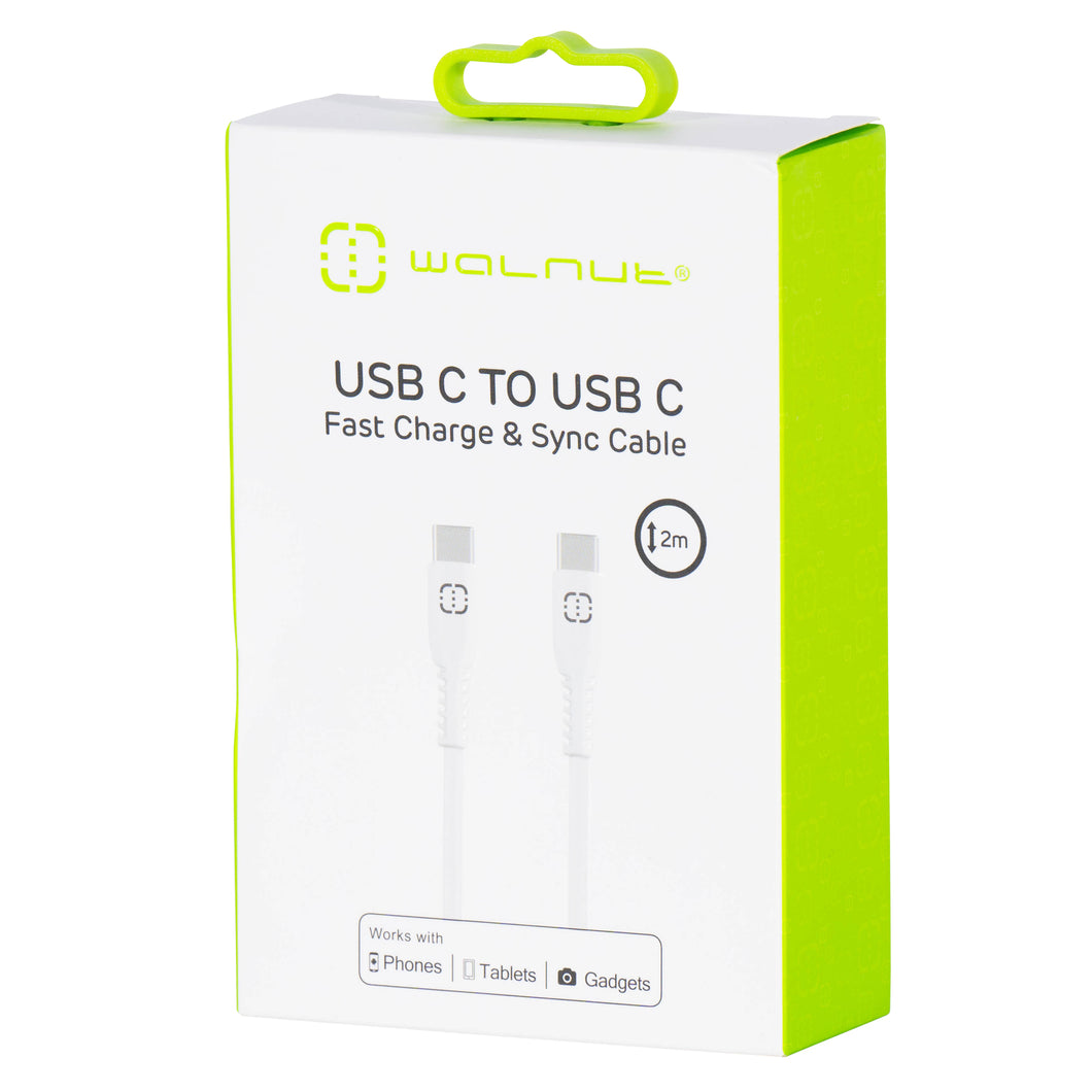 USB C to USB C Fast Charge and Sync Cable 2M White