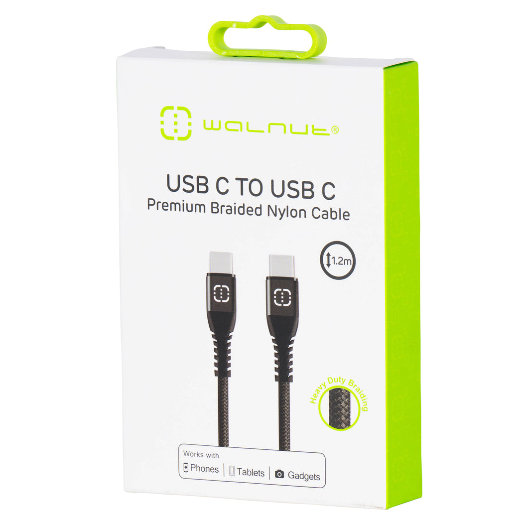 USB C to USB C Premium Braided Nylon Cable 1.2m Black