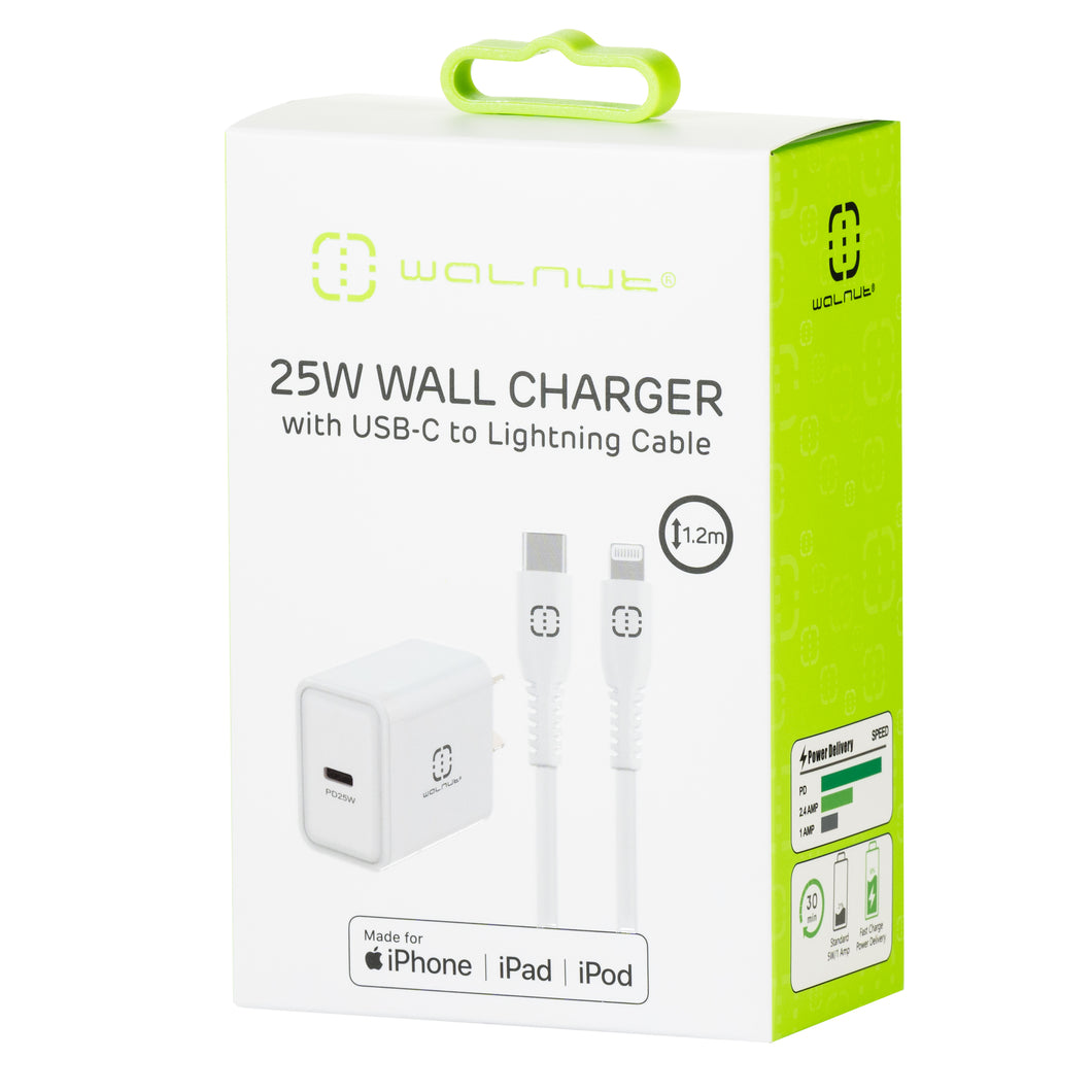 25W Wall Charger with USB-C to Lightning Cable