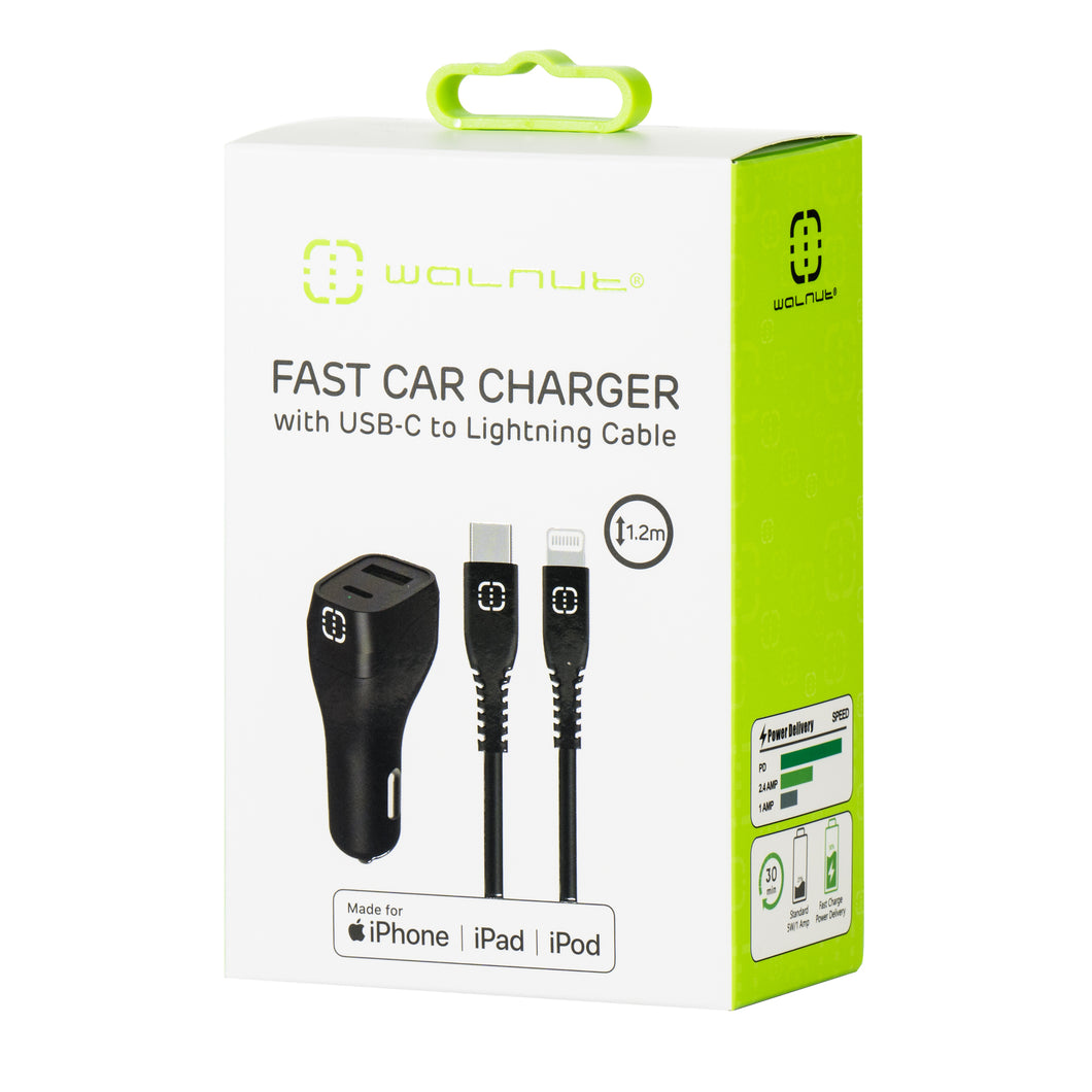 Fast Car Charger with USB-C to Lightning Cable