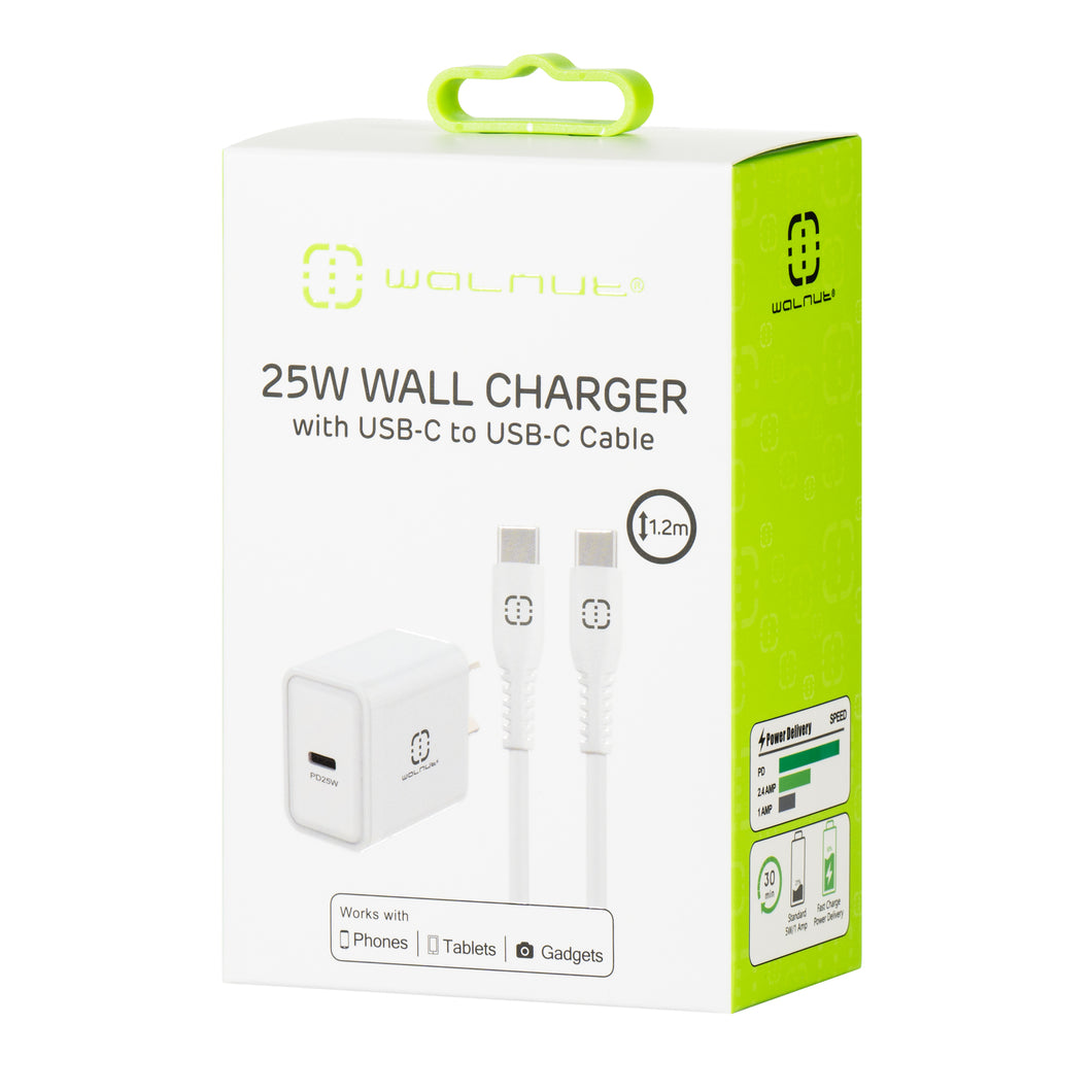 25W Wall Charger with USB-C to USB-C Cable